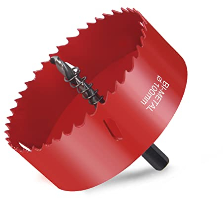 flintronic Bi-Metal Hole Saw, 100mm Hole Saw Cutter for Drilling Soft Metal, Wood, PVC Board and Plastic for Cutting Circular Holes