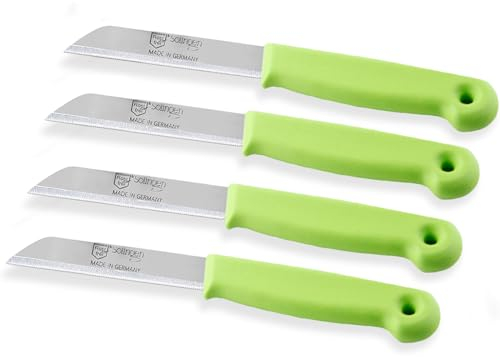 Universal Messer-Set aus Solingen Küchenmesser mit Extra Scharfer Schnittfläche für einen Präzisen Glatten Schnitt Edelstahl Rostfrei Schälmesser Obstmesser Gemüsemesser Grün (4, Lang - Gezahnt)