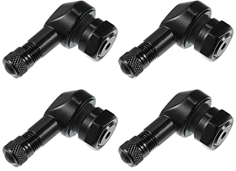 X AUTOHAUX 4 Stück Motorrad Winkelventil Alu Eckventil 90 Grad Reifenventile Ventil Verlängerung Schwarz