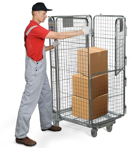 Horison Industries Warehouse Steel Wire Mesh Roll Pallet Cages with A-Frame, Industrial Collapsible Storage - 1690x850x735mm Heavy Duty Storage Unit 4 Sided Stock Delivery Transport Trolley on Wheels