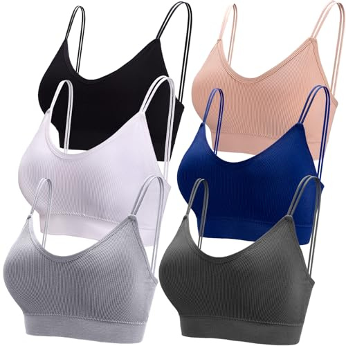 BQTQ 6 Pièces Soutien-Gorge Camisole Bralette pour Femme, XXL(Gris foncé)