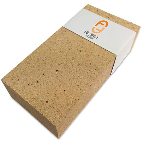 Feuerfest 123 - Schamottstein NF2-20 [250x124x20 mm] - Für Kaminöfen, Öfen & Grills - Backofenstein 1.350 °C hitzebeständig - Lebensmittelecht für Pizzaofen - Schamotte Speichersteine