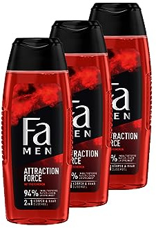 Fa Men 2in1 Körper & Haar Duschgel Attraction Force mit erfrischendem Duft von Bergamotte & Limette, 3x 250 ml
