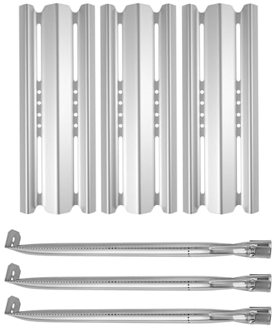 WELL GRILL Sear Plate & Brennerrohrset für Gasgrill Napoleon Legend LEX 485 605 730 Series, Prestige 500, Rogue 365, LD485RB, LD485RSIB, Edelstahl Flavorizer Bars Brenner Rohr Ersatzteile, 3er-Pack