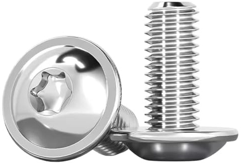 Drenky 10 Piezas M8x20mm Tornillos Torx, Tornillo De Cabeza Alomada Con Brida ISO 7380-2 Tornillos Con Brida Acero Inoxidable Tornillos Roscados Tornillos Con Arandela, Totalmente Roscados