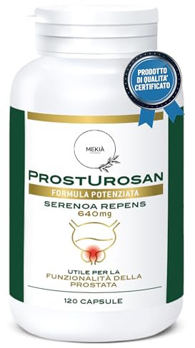 Mekià® SERENOA REPENS 640 mg Alta titolazione,120 capsule integratore Vie Urinarie Integratori Prostata Uomo. SAW PALMETTO naturale con Uva Ursina, Zinco Ortica, Semi di Zucca, Epilobio, Pygeum