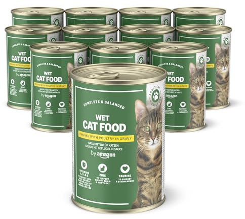 by Amazon Katzensfutter, nass, Dose, Stücke mit Geflügel in Sauce, 12 x 415 g