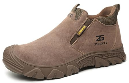 Scarpe Antinfortunistiche Uomo Comode Pelle Slip On Scarpe de Lavoro con Punta in Acciaio Saldatore Protettive Calzature