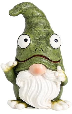 Xintim Statue en Plein Air Nain Jardin Forme, Grenouille Figurine Sculptures & Statues Décoration pour Jardin, Pelouse, Patio, Porche, Décoration Intérieure, Ornement Nain Vert