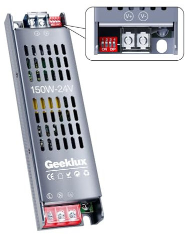 Trasformatore LED 24V 6.25A con Supporto per il Dimming a 4 Livelli, Alimentatore Striscia LED a Bassa Tensione 150W, Trasformatore led ad Avvio Lento con Protezione da Cortocircuito (24V, 150, Watt)