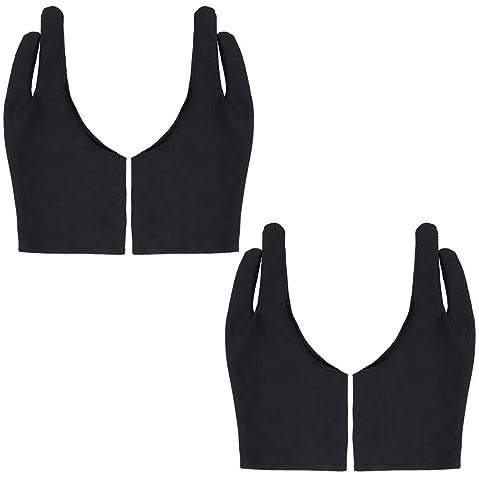 SHINEOFI 4 Pz Guanto da Artista a Due Dita Collo di Cigno Guanto da Disegno Mano Destra Guanto per Tavoletta Grafica Polso Senza Dita Linguetta per Il Tiro con L'Arco Guanti da Schizzo Dito