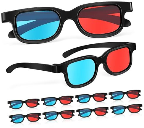 HOMSFOU 10pcs Red-blue Lens 3d Glasses Plastic Frame Compatible Tv Computer Monitors and Projectors for Home Movie Theater and Boys and Girls Viewing