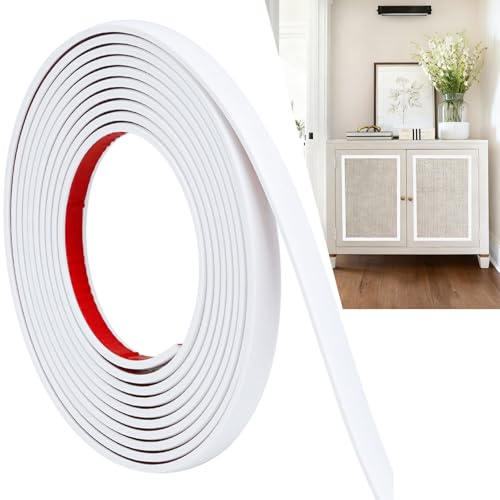 Chingcoo Självhäftande dekorlister, kantskydd, 2 cm x 12 m, flexibel, självhäftande dekorationslist för dörrar, fönster, spegelramar, väggar, tak, golv, kakel, kanter vit