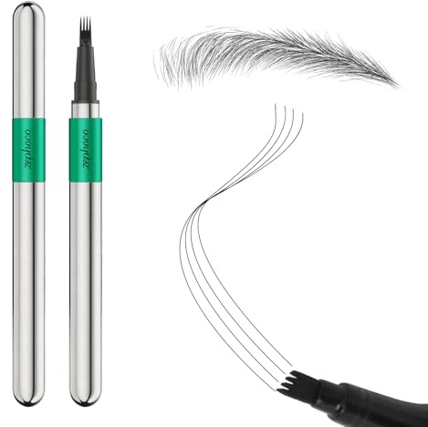 TMZELOA Lápiz de cejas efecto pelo tipo rotulador, cejas definidas y naturales con microblading, lápiz de cejas waterproof negro, preciso y fácil de usar para maquillaje diario