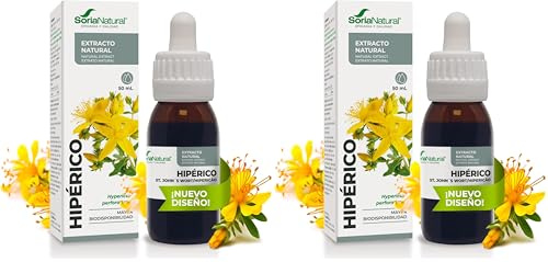 Soria Natural Hipérico Extracto - Favorece la Salud Emocional, Ayuda a Reducir el Estrés y la Ansiedad, Mejora el Descanso - Combinable con melatonina o valeriana - 50ml Gotas (Paquete de 2)