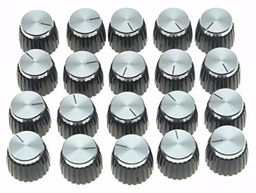 Dopro Lot de 20 boutons d'ampli de guitare noirs avec capuchon argenté pour amplificateur Marshall