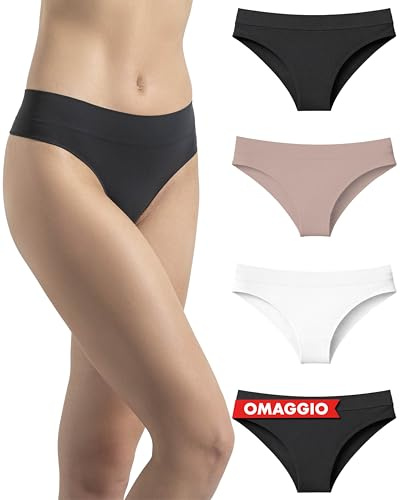 Risalti Slip Donna Brasiliana Microfibra 3 pz - Mutande Brasiliana Donna Elasticizzate, Mutande Senza Cuciture ed Etichette, Slip Intimo Tanga Traspirante più Morbido del Cotone – Made in Italy
