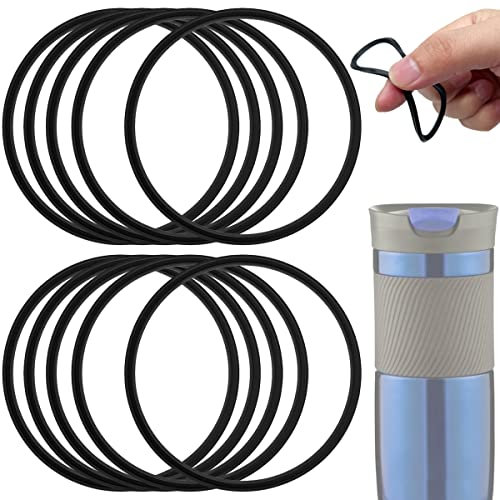10 Pcs Replacement Rubber Lid Seals Compatible with 16 & 20 oz Contigo Snapseal Byron Travel Mug Ring, Silicone Leak-Proof Replacement Part for Contigo Coffee Travel Tumbler, Black