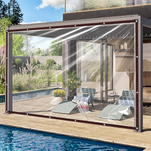 Telone impermeabile trasparente con occhielli, per esterni, telo da giardino, telo di copertura, resistente al gelo, 3x5m