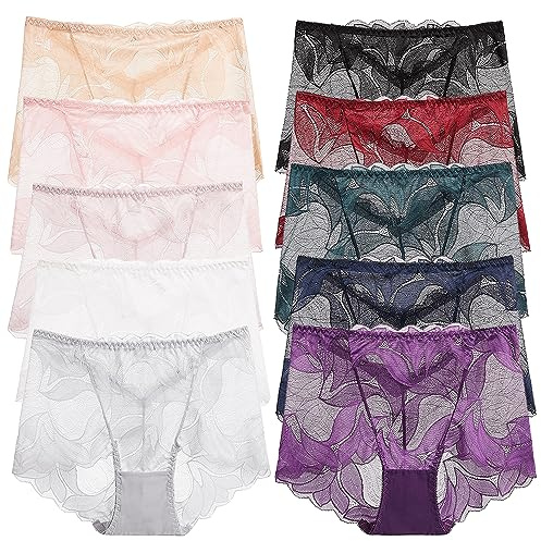 UBALDI sous-vêtements Faits à la Main en Dentelle de Soie pour Dames, Culottes Faites à la Main en Dentelle de Soie pour Dames, Culottes Faites la en pour (10 pièces, L)