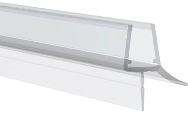 Gedotec Duschdörrtätning 135° | 1 styck | glasgolvtätning med sidoduschläpp | längd: 2 m | duschtätning 6 mm – 8 mm | dörrgolvstätning PVC vattenavvisande | duschkabin tätning duschdörr