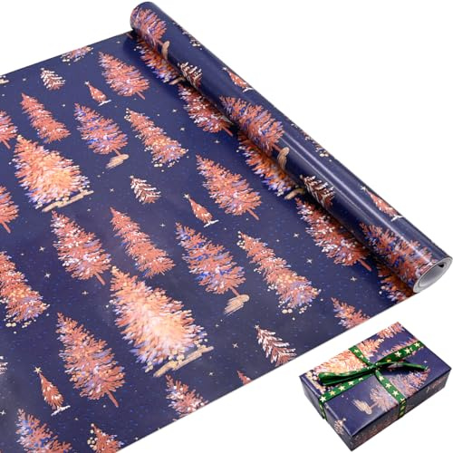 Rouleau de Papier d'Emballage de Noël 43 cm x 10 m - Recyclable pour Cadeaux, Décoration de Fête