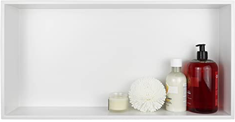 Bernkot Niche de douche en acier inoxydable 304 - 60 cm × 30 cm × 10 cm - Blanc - Pour rangement de salle de bain - Pas de carrelage nécessaire - Douche encastrée - Surmontage