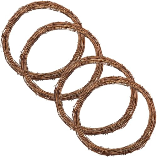 30cm Natural Grapevine Wreath, Vine Branch Wreath Ring, Rattan Wreaths Making Supplies for DIY Autumn Christmas Crafting, Front Door Wall Hanging Round Plain Wreaths, Wedding and Party Decor (4PCS)