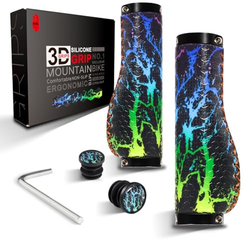 CNCLOL Fahrradgriffe Ergonomisch,Lenkergriffe Fahrrad Ergonomische aus Silikon,22mm Fahrradlenker Griffe Doppel Lock-On Design für MTB/Mountainbike,Ebike,BMX,Downhill,Kinder.