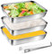Lot de 3 bols à paner Gn 1/3 - Récipient gastro - 25 cm x 19 cm x 5 cm - Rectangulaire - En acier inoxydable - Pour viande, poisson, farine