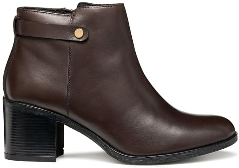Geox D New Asheel, Stivale alla Caviglia Donna, Marrone Scuro, 35 EU