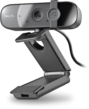 NGS XPRESSCAM 1080HD - Full HD 1080p webbkamera med inbyggd mikrofon och USB 2.0-anslutning för videosamtal på Skype, Zoom och Teams, justerbar bas och sekretessfilter