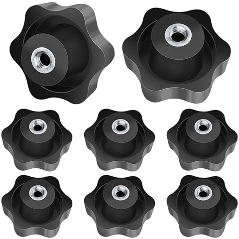 FYting Stella Testa Serraggio Dadi M8,8 Pezzi Dado Di Serraggio Nero Manopola di bloccaggio con filettatura femmina dado in plastica nera M8 per attrezzature industriali per macchinari-50mm