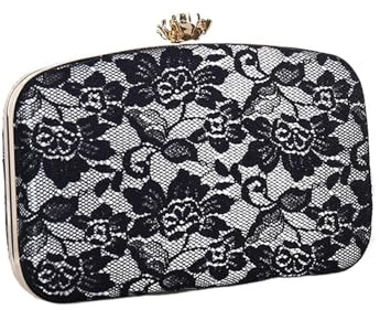 Borsa Per Abbellimento In Pizzo Pochette da sera in pizzo for donna Elegante pochette in pizzo con bottone in metallo rosa Portafoglio da sposa casual for lo shopping Per Feste E Occasioni Di Matrimon