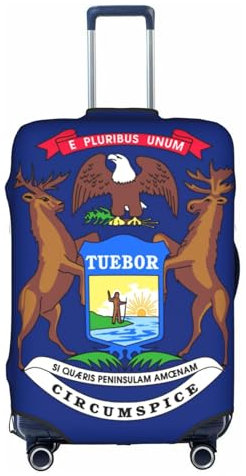 NBAGHPQ Michigan State Flag Print Universale Elegante Valigie Copertura Elastica Lavabile Anti Graffio Protezione Dei Bagagli, bianco, L