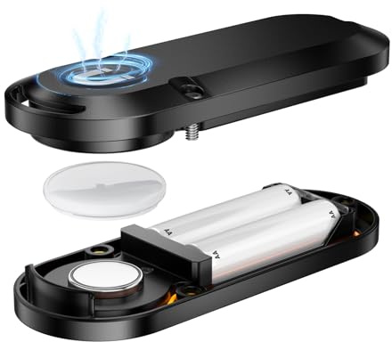 Custodia per batteria di 10 anni per AirTag – 4 in 1: appendere, magnetico, bastone e conservare, utilizzare due batterie AA. Più di 14 volte più capacità rispetto a CR2032, impermeabile