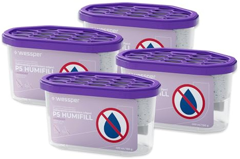 Wessper Deumidificatore per umidità e muffa, Deumidificatori per ambienti con granulato da 400 ml, Neutralizzatore anti odori per cucina armadio, bagno fino a 9 m²- Lavanda - 4 pezzi