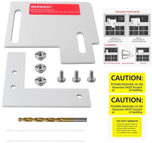 Welsdolk Generator Interlock Kit Fit for Eat-on Cut-ler Hammer CH SERIES for TAN Breaker 150 and 200 amp Panels, Generator Horizontal Electrical Interlock, 1-1/2 in Spacing Between Main Branch Breaker