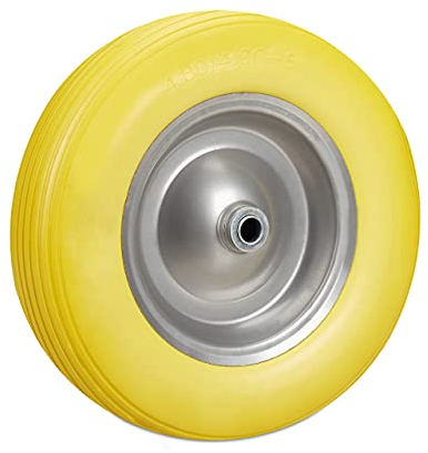 Relaxdays Ruota per Carriola 4.80 4.00-8 in Gomma Piena Cerchione di Acciaio, Antipanne, Carico 100 kg, Giallo Grigio