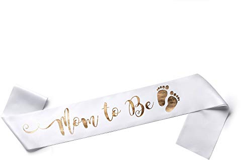 OLILLY Perfekt vit och guld mamma att vara band – njut av din baby shower (vitt och guld)
