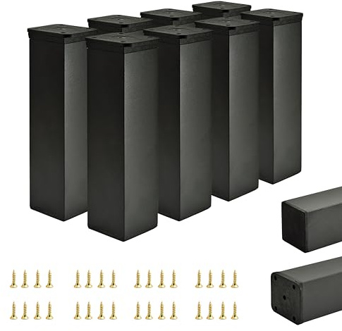 ALUSFERA Möbelfüße Verstellbar – 8er Set – Schrankfüsse mit Elegantes Design – Füße für Möbel 40 x 40 x 150 mm Einfache Montage mit Komplettem Schraubenset