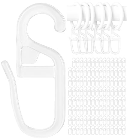 120 x Ganci Tenda con Occhielli da 6 mm, per Anelli per Tende Fino a Ø 6 mm, Trasparente, per Binari e Bastoni per Tende, Gancetti per Tende da 6 mm, Accessori per Tende, Ganci Tende da 6 mm, Ganci