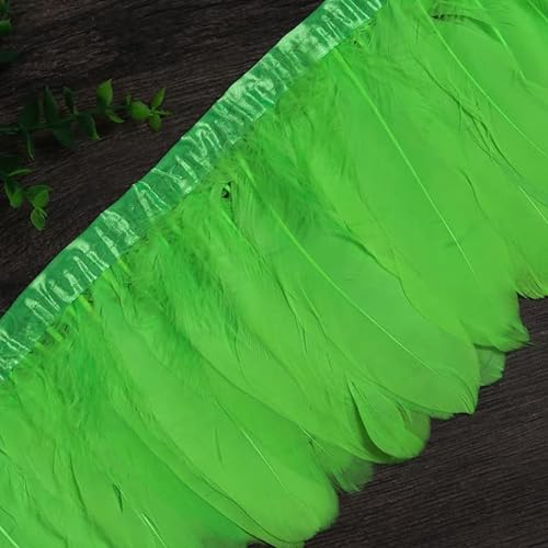 4 yard/lot mehrfarbige naturweiße Gänsefeder Fransen Gänsefeder Borte mit Satinband Band für Rock-hellgrün