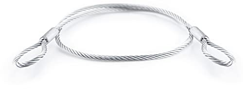 DQ-PP Stålrep med öljetter | Längd: 0,3 m/30 cm | Tjocklek: 2 mm | 6 x 7 | Stålkabel med öglor | Öglakabel | Stöldskydd för trädgårdsmöbler, cykel, slingrep, säkringsrep