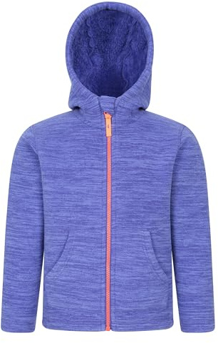 Mountain Warehouse Snowdonia II Sweat à capuche pour enfant - Haut en micropolaire entièrement zippé avec poches avant, pour garçon et fille - Idéal pour l'extérieur Violet foncé 9-10 ANS