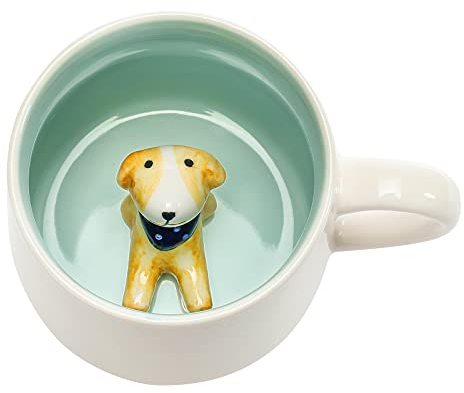 Phitihui Cute Dog in Mug,3D Animal Ceramic Coffee Tea Cup,Graduation Birthday Gifts Valentines Mothers Day Easter Christmas for Women Men Mum Her Girl Boy Kid Teacher Friend Presents