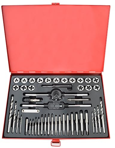 Gunpla 48 tlg. Hochwertigem Legiertem Stahl Gewindeschneider Set Profi Gewindeschneidsatz und Schneideisensatz Metrisch mit Metall-Box