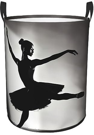 Ballerina Dance Round Waterproof Oxford Fabric Large Clothes Basket Laundry Hamper With Handles,Toy Storage