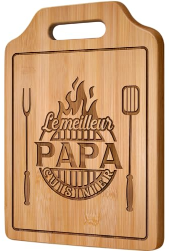 Cadeau Papa, Cadeau Anniversaire Papa - Planche à Découper en Bambou Gravée, Cadeau Homme Original, Cadeaux Pere Noel, Idee Cadeau Fete des Peres (31,2 × 22,0 × 1,0 cm)