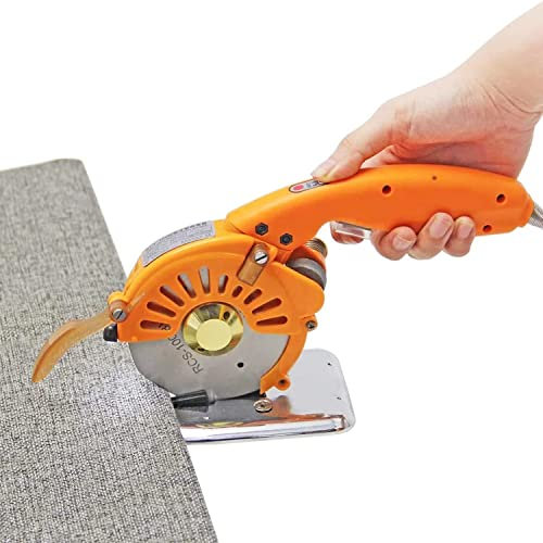 HAVVMK Cortadora de Cuchillos Circulares de Tela eléctrica Cortadora de Tela rotativa para Tela Tijeras de Tela eléctricas con luz LED y Afilado automático de Cuchillos, 100C